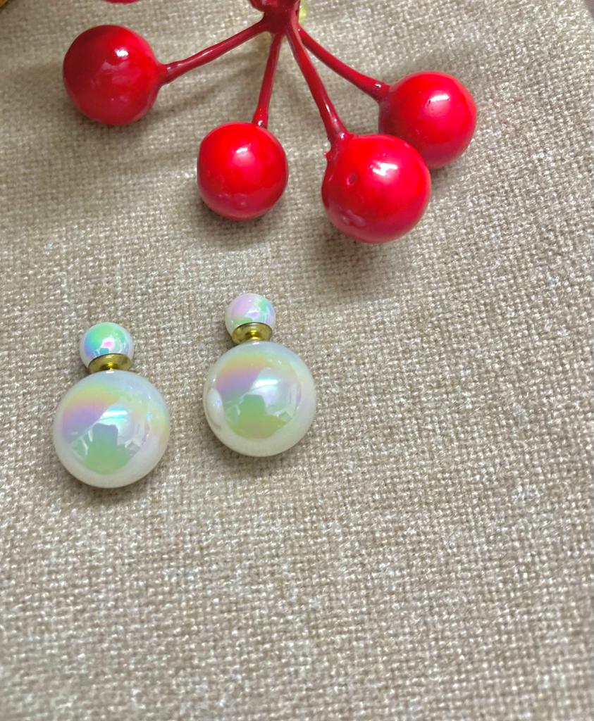 Two Way White Pearl Studs